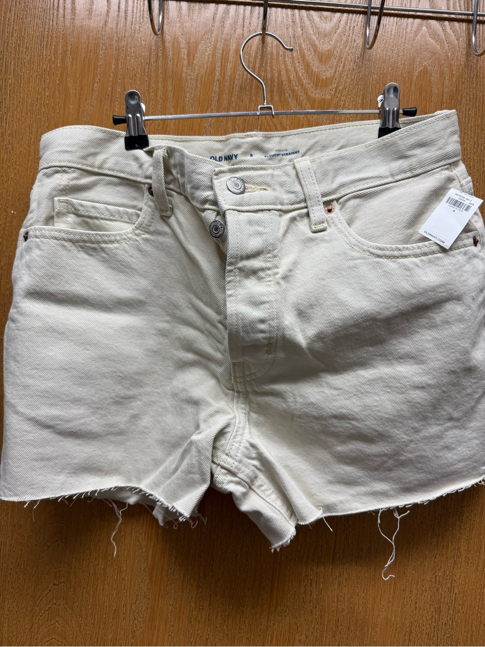 Old Navy Cream Cutoff Denim Shorts with Raw Hem